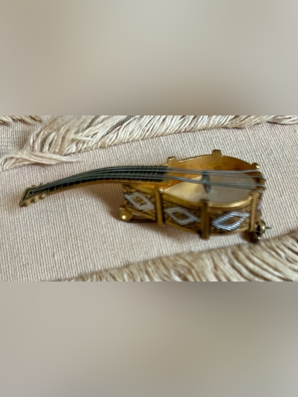 Gold and Silver Miniature Banjo Accent Figurine, Vintage, made in Spain